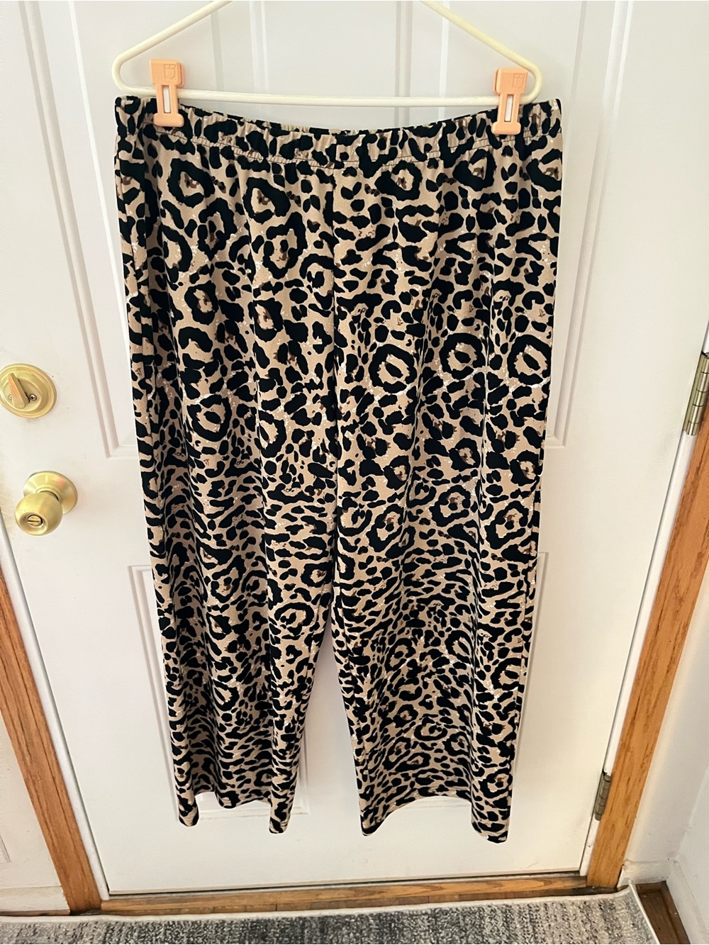 Emery Rose 2XL Leopard Print Pull-On Wide Leg Cropped Pants